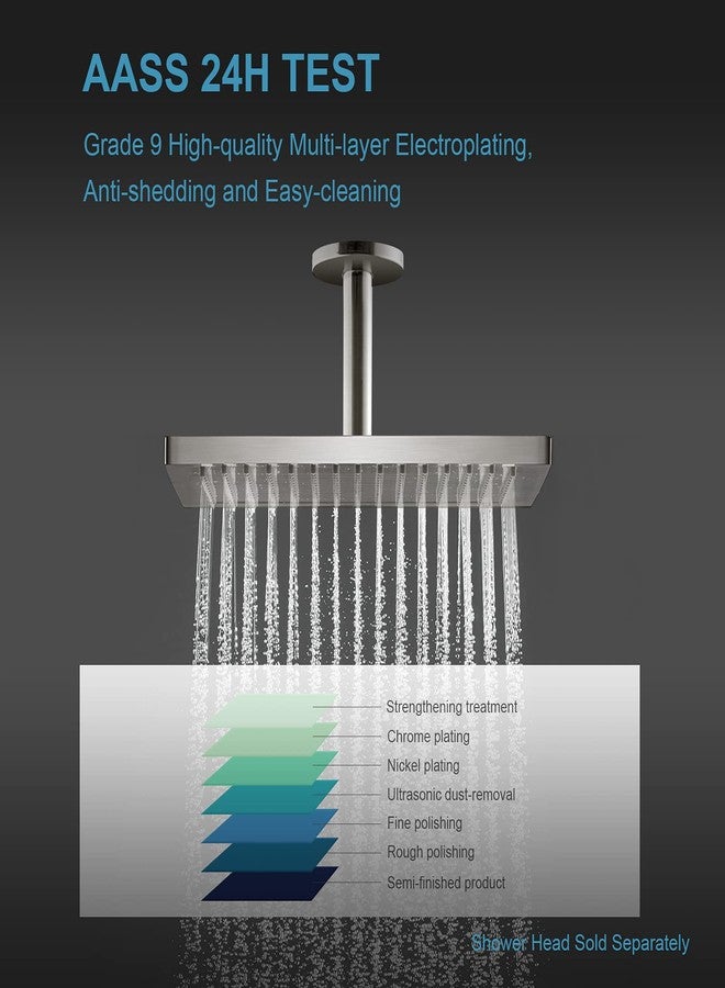 OFFO Shower Arm with Flange, 3 in Brushed Nickel Ceiling Mount Replacement Rain Shower Head Straight Arm Ceiling-Mounted For Fixed Shower Head & High Pressure Rain - Image 4